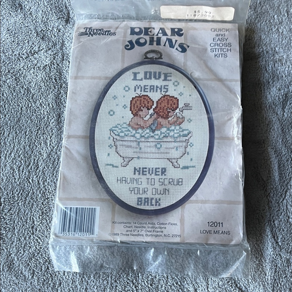 Dear John Cherub Cross Stitch Kit with Blue and White